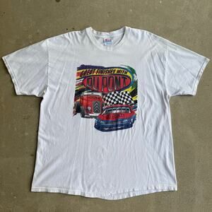 Vintage Nascar Dupont Race Car Warren Michigan White 90s Shirt Size XL